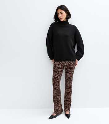 Brown Leopard Print Flared Leggings