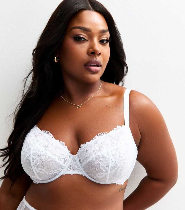 Curves White Lace Non Padded Bra
