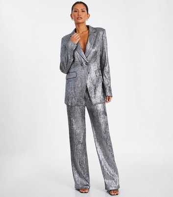 QUIZ Silver Metallic Blazer