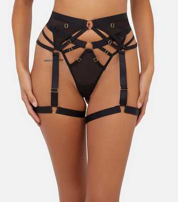 Wolf & Whistle Black Alexa Mesh Multi-Strap Suspender Belt 