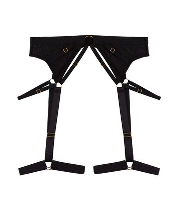 Wolf & Whistle Black Alexa Mesh Multi-Strap Suspender Belt New Look