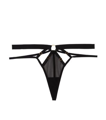 Wolf & Whistle Black Alexa Mesh Multi-Strap Thong New Look