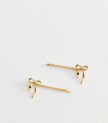 Pack Of 2 Gold Tone Bow Hair Slides