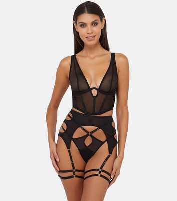 Wolf & Whistle Black Mesh Cutout Suspender 