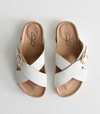 Wide Fit White Buckled Strap Sandals