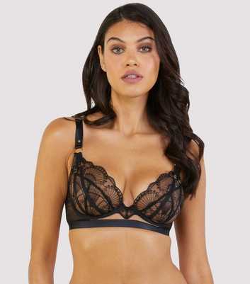 Wolf & Whistle Black Pippa Embroidered Plunge Bra 