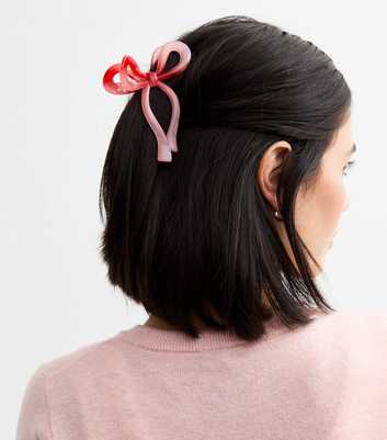 Pink Ombré Transparent Bow Hair Claw Clip