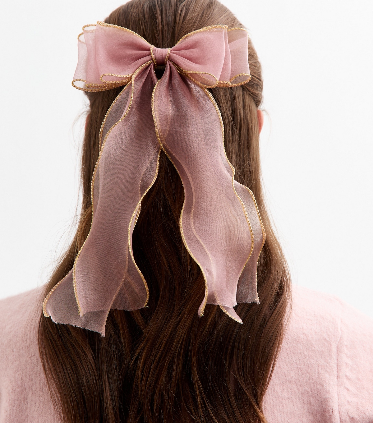 Pink Organza Bow Hair Slide New Look