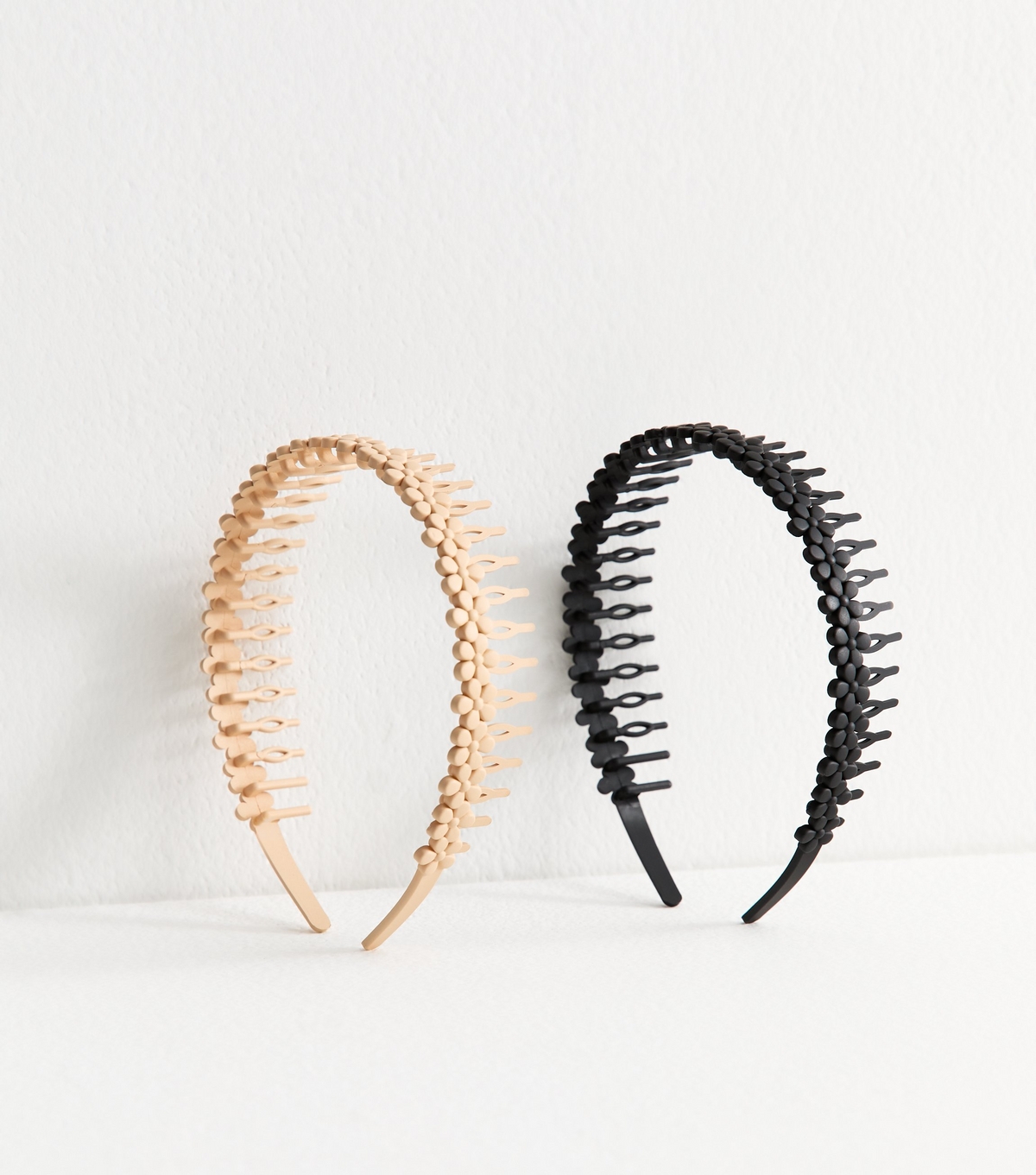 Pack Of 2 Black And Mink Flower Headbands New Look