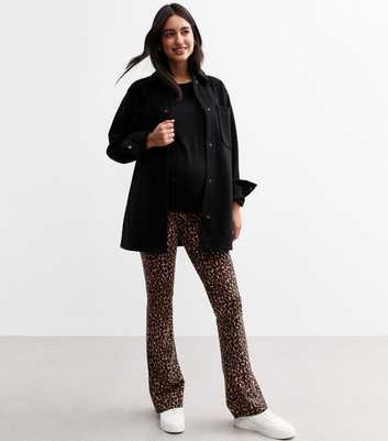 Maternity Brown Leopard Print Kick Flare Leggings