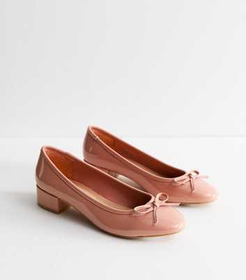 Pink Patent Heeled Ballerina Pumps