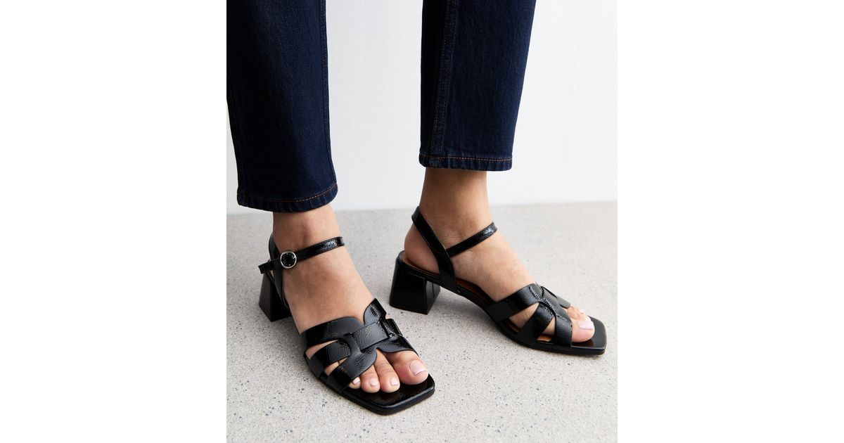 Black Faux Leather Sandals