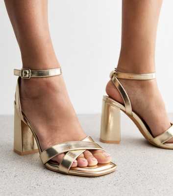 Gold Metallic Faux Leather Platform Sandals