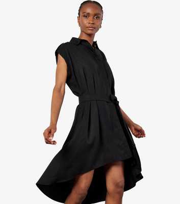 Apricot Black High Low Hem Shirt Dress