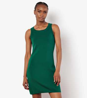 Apricot Green Knit Racer Mini Dress