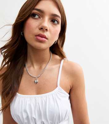 Girls White Ruched Cropped Camisole
