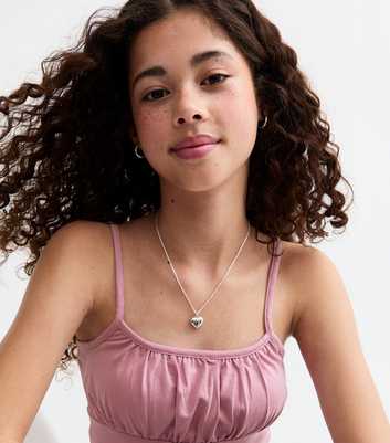 Girls Pink Ruched Cropped Camisole