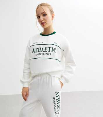 Girls White Athletic Slogan Print Sweatshirt