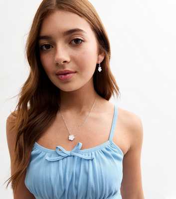 Girls Blue Ruched Ribbed Cami Top