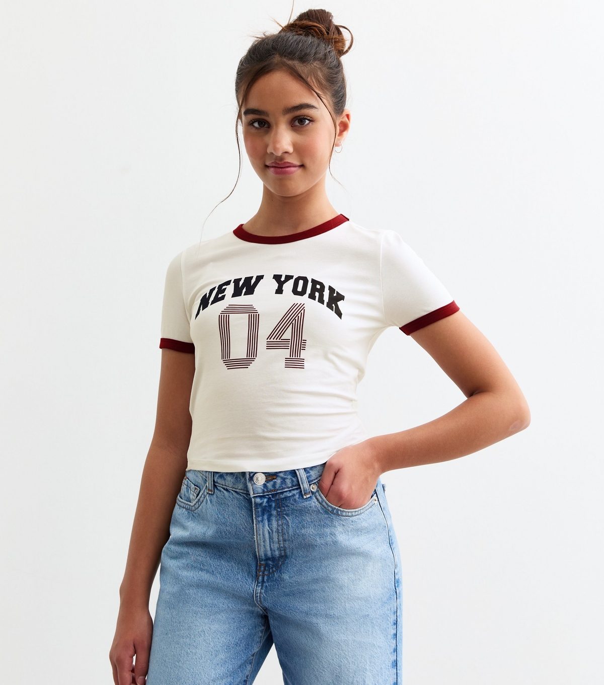 Girls' White New York Print T-Shirt New Look