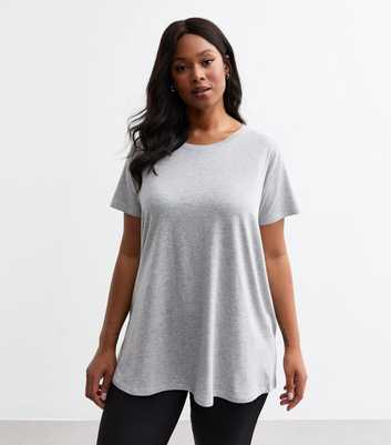 Curves Grey Jersey Crew Neck T-Shirt