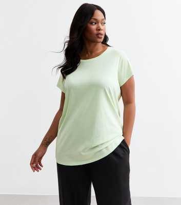 Curves Mint Green Jersey Crew Neck T-Shirt