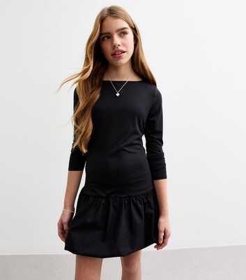 Girls Black Bubble Skirt Mini Dress