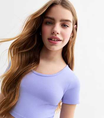 Girls Lilac Scoop Neck Baby Tee 