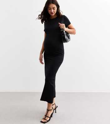 Maternity Black Jersey Midi Dress