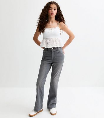 Girls Dark Grey Flare Leg Jeans