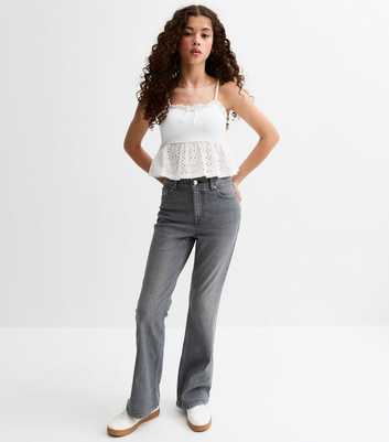 Girls Dark Grey Flare Leg Jeans