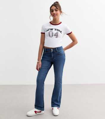 Girls Blue Low Rise Bootcut Jeans