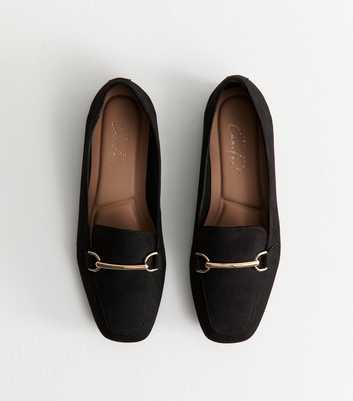 Black Faux Suede Snaffle Detail Loafers