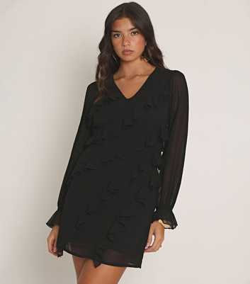 WKNDGIRL Black Ruffle Mini Dress