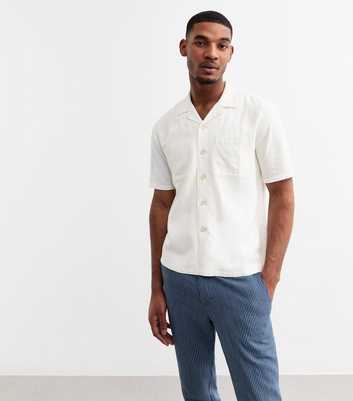 White Relaxed Linen Blend Shirt