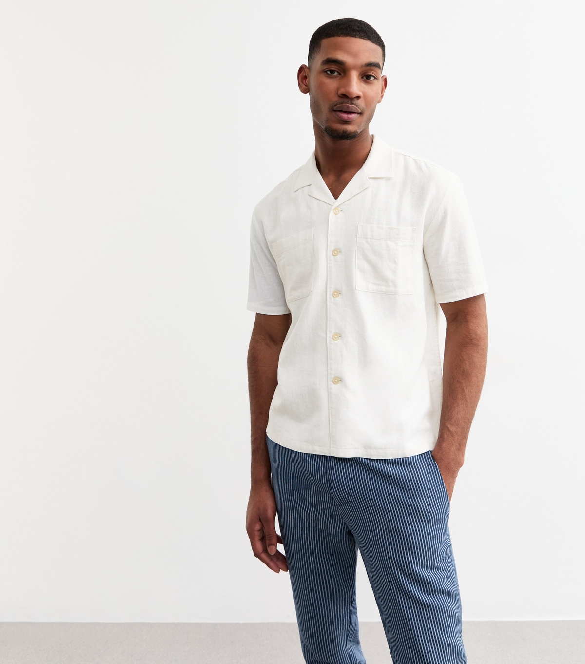 Men's White Relaxed Linen Blend Shirt New Look