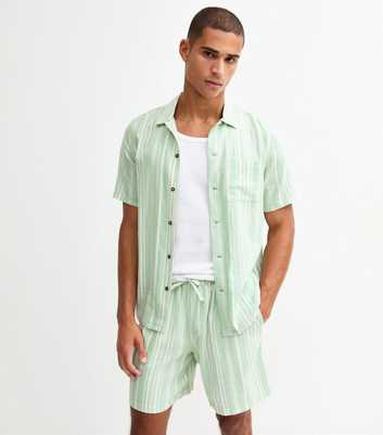 Green Regular Striped Linen Blend Shirt