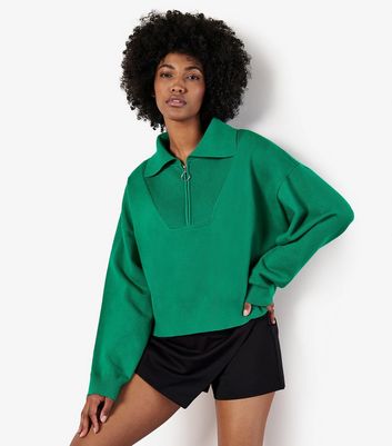 Apricot Green Cropped Polo Jumper New Look