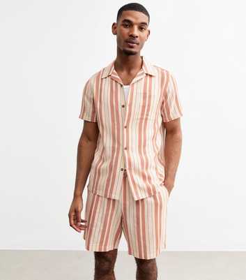 Pink Regular Striped Linen Blend Shirt