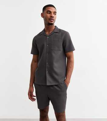 Dark Grey Regular Waffle Texture Shirt