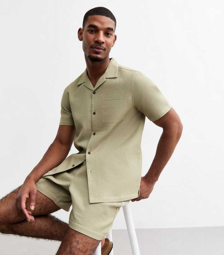 Light Brown Regular Waffle Texture Shirt