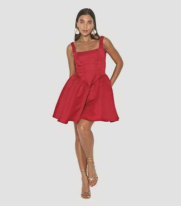 WKNDGIRL Red Satin Corset Mini Dress