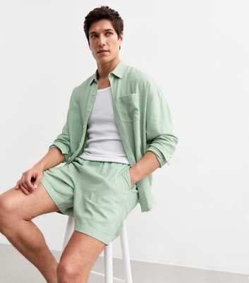 Green Relaxed Linen Blend Shirt