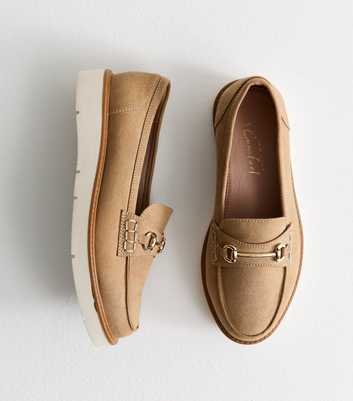 Wide Fit Camel Faux Suede Snaffle Detail Loafers