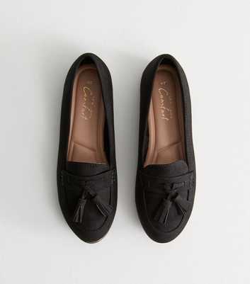 Black Tassel Charm Slip On Loafers