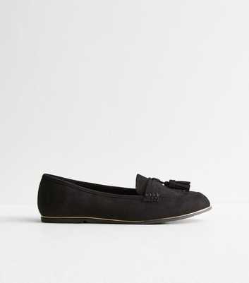 Black Tassel Charm Slip On Loafers