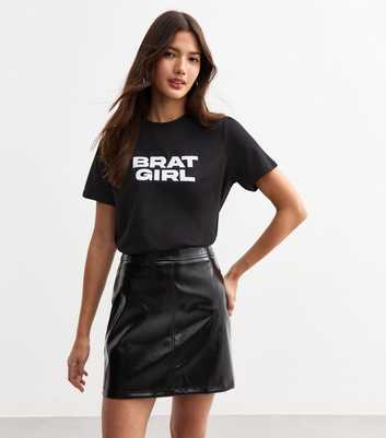 Black Brat Girl Print Cotton T-Shirt