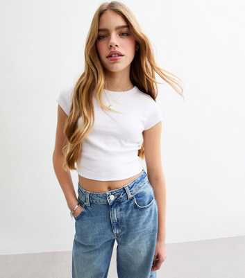 Girls White Cap Sleeve Baby Tee Top 