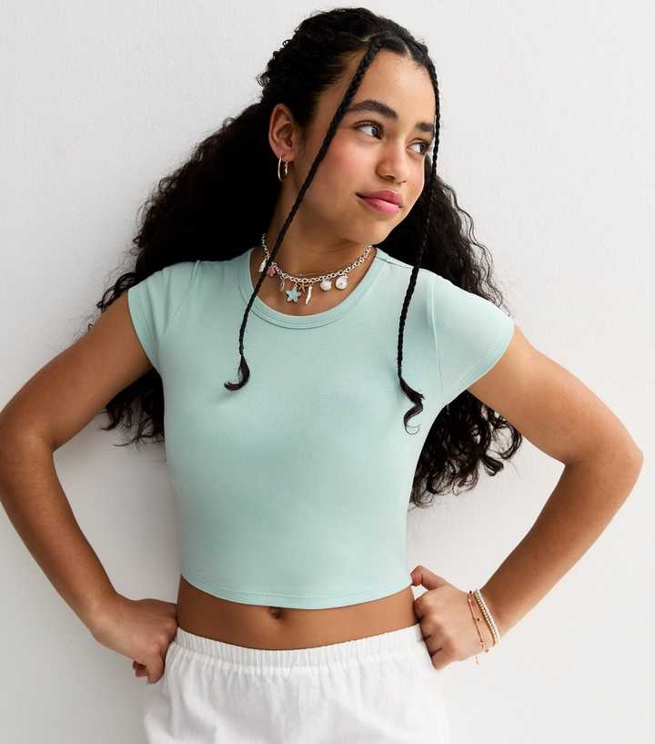 Girls Turquoise Short Sleeve Top