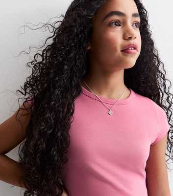 Girls Pink Cap Sleeve Baby Tee Top 